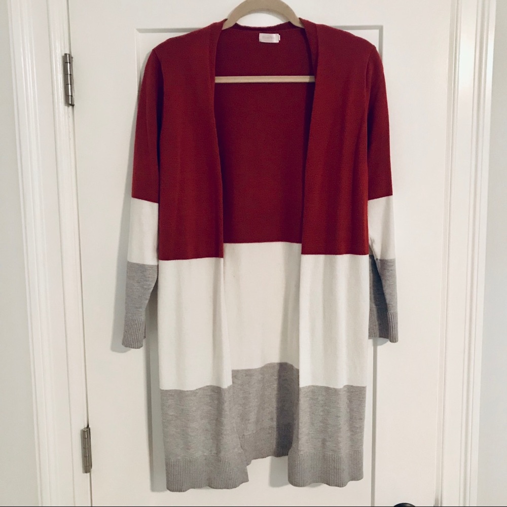 BLUETIME COLOR BLOCK CARDIGAN SIZE LARGE